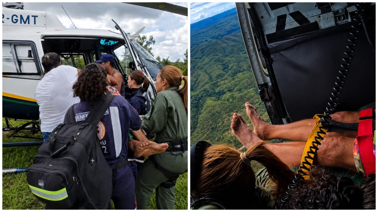 Ciopaer e Samu resgataram um idoso após queda na Estrada do Manso, em Cuiabá. Paciente foi levado de aeronave ao Hospital Municipal